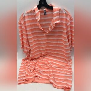 Adidas Men's Coral fusion/White Stripes Polo Shirt Size 2XL NWT MSRP $60